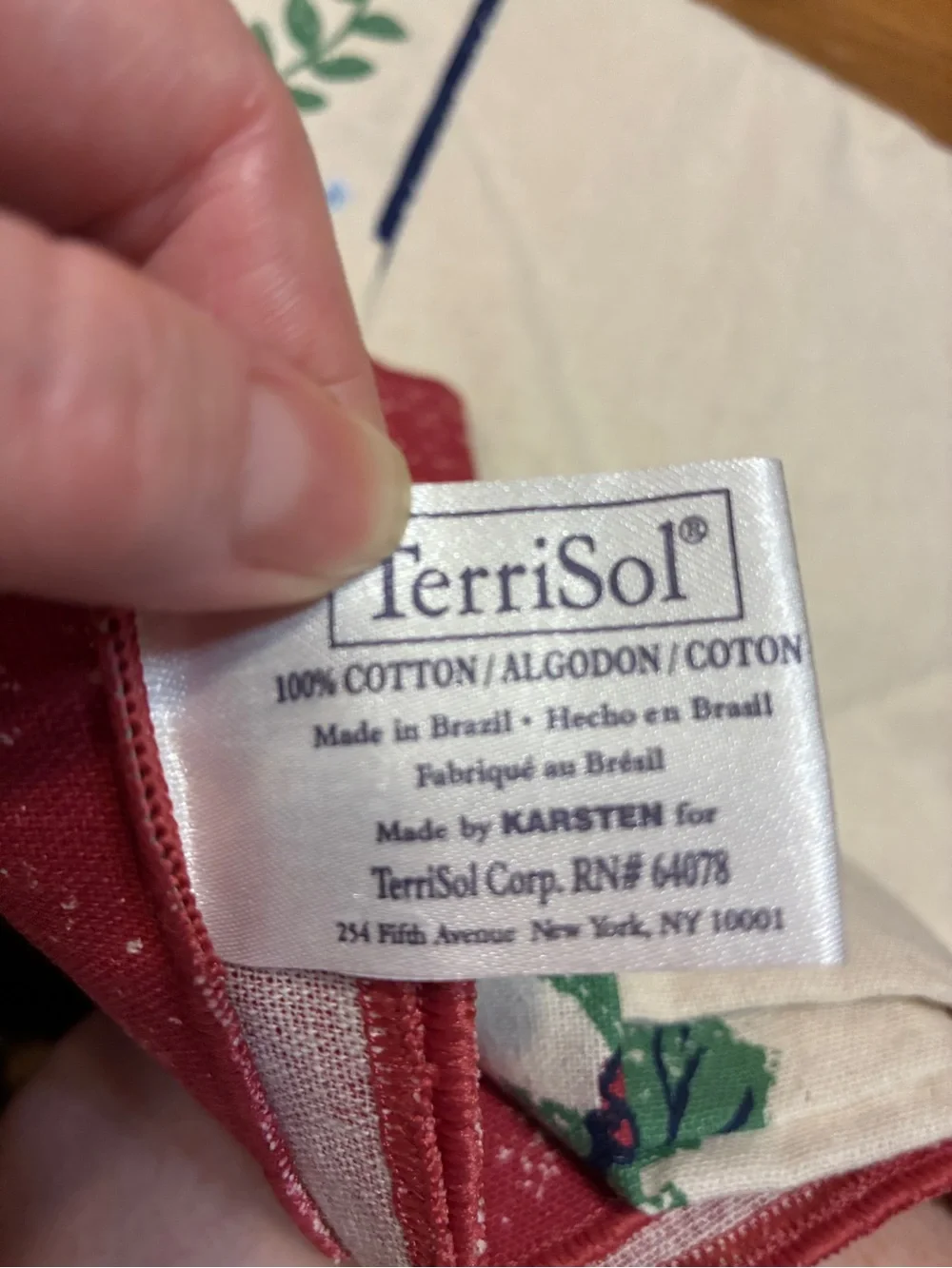 Vintage Holiday Tablecloth Karsten Terrisol Red & Cream Christmas Border Design